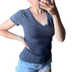 Chaser Collection S Grey Burnout Lightweight Vneck Short Sleeve Basic Tshirt